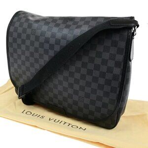 LOUIS VUITTON Daniel MM Shoulder Bag Damier Graphite Leather BK N58029 73EE029